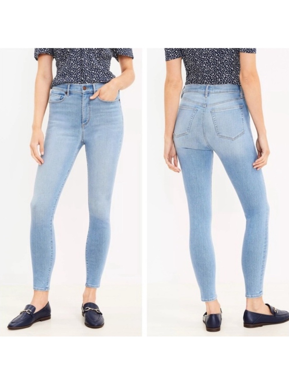 NWT LOFT size 28 Light Blue High Rise Skinny Jeans Jeggings cotton stretch reg
